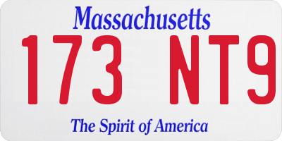 MA license plate 173NT9