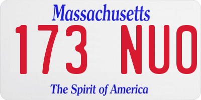 MA license plate 173NU0