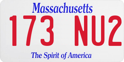MA license plate 173NU2
