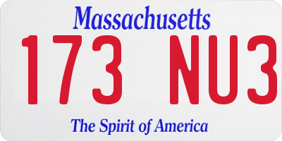 MA license plate 173NU3