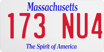 MA license plate 173NU4