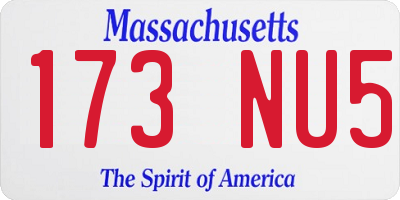 MA license plate 173NU5