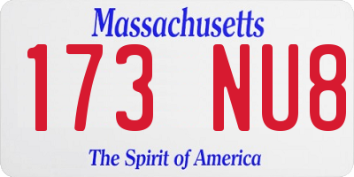 MA license plate 173NU8