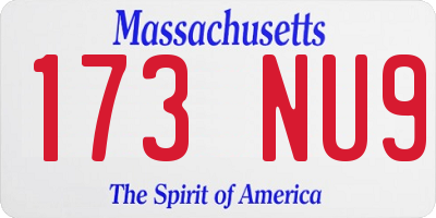 MA license plate 173NU9