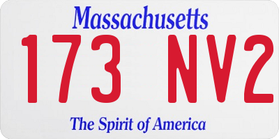 MA license plate 173NV2