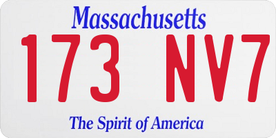 MA license plate 173NV7
