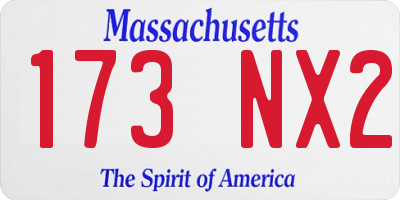 MA license plate 173NX2