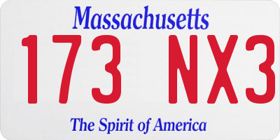 MA license plate 173NX3