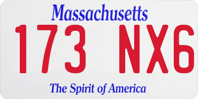 MA license plate 173NX6