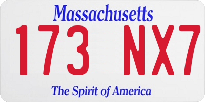 MA license plate 173NX7