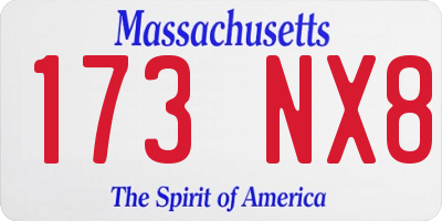 MA license plate 173NX8
