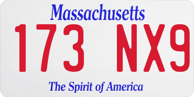 MA license plate 173NX9