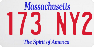 MA license plate 173NY2
