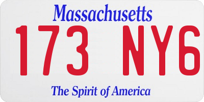 MA license plate 173NY6