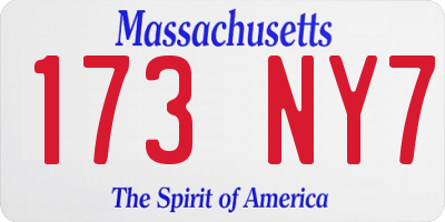 MA license plate 173NY7