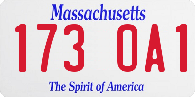 MA license plate 173OA1