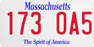 MA license plate 173OA5