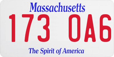 MA license plate 173OA6
