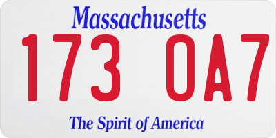MA license plate 173OA7