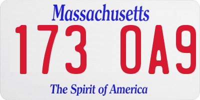 MA license plate 173OA9