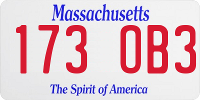 MA license plate 173OB3