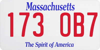 MA license plate 173OB7