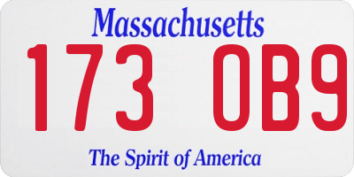 MA license plate 173OB9