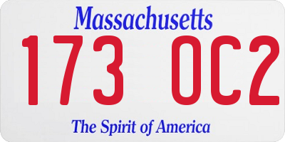 MA license plate 173OC2