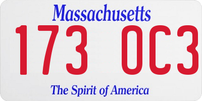 MA license plate 173OC3