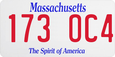 MA license plate 173OC4