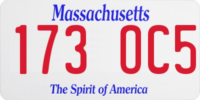 MA license plate 173OC5