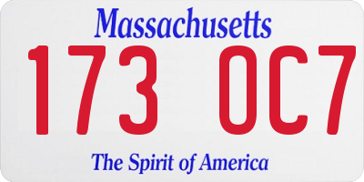 MA license plate 173OC7