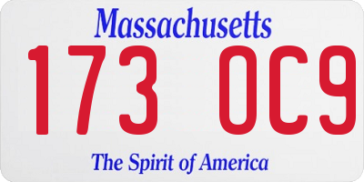 MA license plate 173OC9