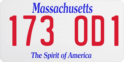 MA license plate 173OD1