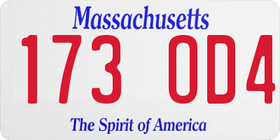 MA license plate 173OD4