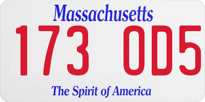 MA license plate 173OD5