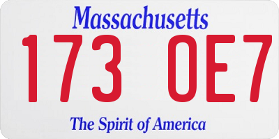 MA license plate 173OE7
