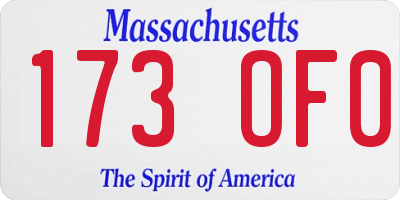 MA license plate 173OF0