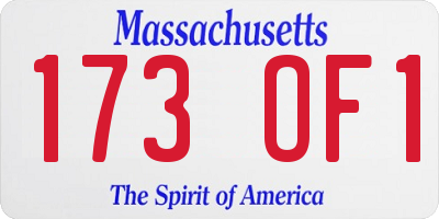 MA license plate 173OF1