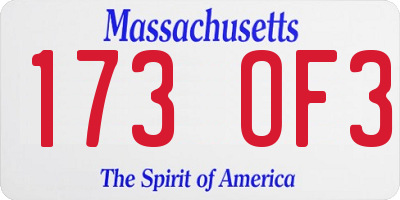 MA license plate 173OF3