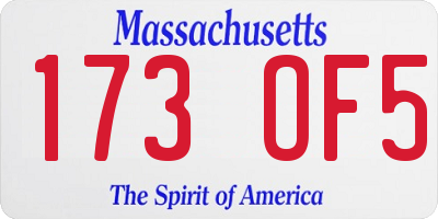 MA license plate 173OF5