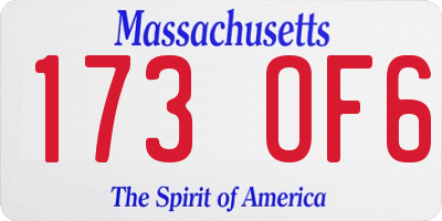 MA license plate 173OF6