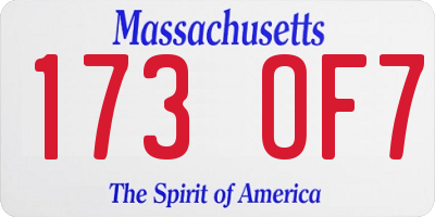 MA license plate 173OF7