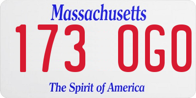 MA license plate 173OG0