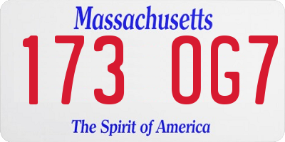 MA license plate 173OG7