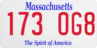 MA license plate 173OG8