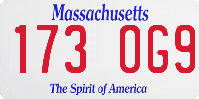 MA license plate 173OG9