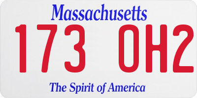 MA license plate 173OH2