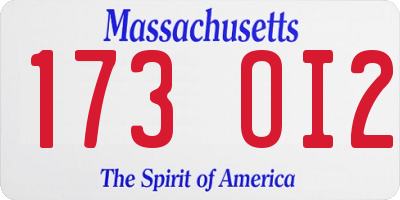 MA license plate 173OI2