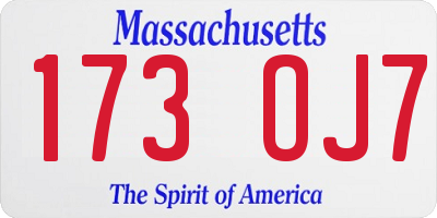 MA license plate 173OJ7